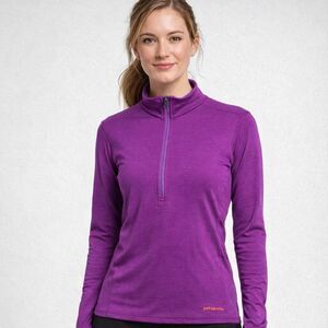 Patagonia Capilene Lightweight 1/2 Zip Pullover Purple Baselayer Top - Size L